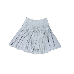 Magolia Womens Flared Cotton Skirt Light Gray Sz Medium Short Knee Length Pleats